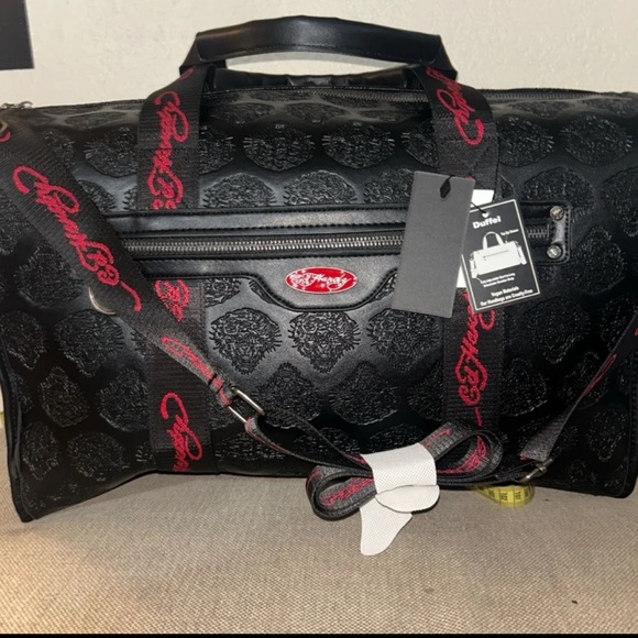 Ed Hardy Handbags - NWT Ed Hardy Black Tiger Embossed Duffel Bag with Guitar Cross Body Straps